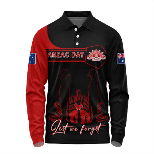 Australia Long Sleeve Polo Shirt Anzac Day Army And Soldiers Style