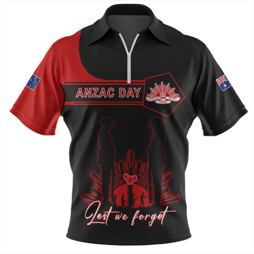 Australia Zip Polo Shirt Anzac Day Army And Soldiers Style