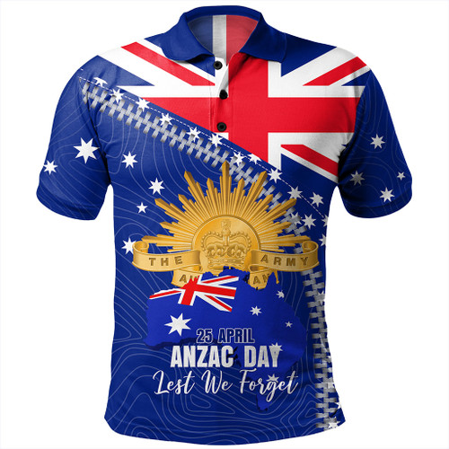 Australia Polo Shirt - Anzac Day Lest We Forget Australia Flag