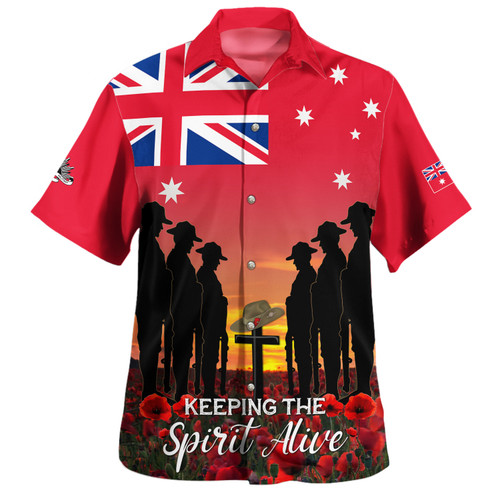 Australia Hawaiian Shirt - Anzac Day Australian Red Ensign