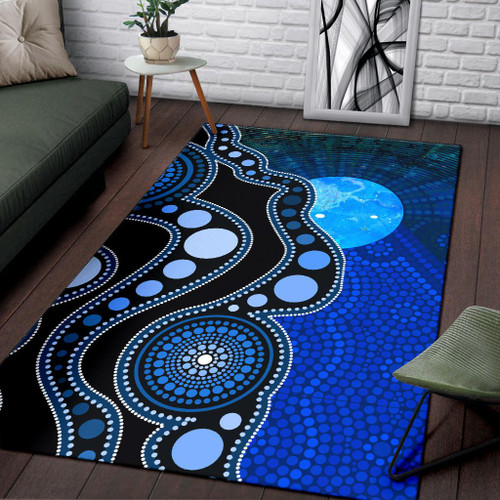 Australia Area Rug - Australia Indigenous Flag Circle Dot Painting Art Rug Australia Area Rug - Australia Indigenous Flag Circle Dot Painting Art Rug