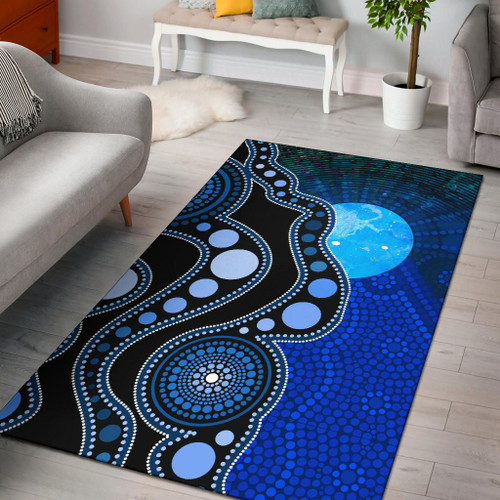 Australia Area Rug - Australia Indigenous Flag Circle Dot Painting Art Rug Australia Area Rug - Australia Indigenous Flag Circle Dot Painting Art Rug