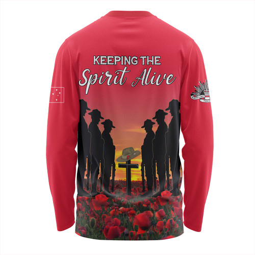 Australia Long Sleeve T-shirt - Anzac Day Australian Red Ensign