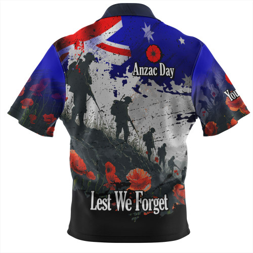 Australia Hawaiian Shirt - Custom Anzac Day Soldiers With Australia Flag Grunge Style Australia Hawaiian Shirt - Custom Anzac Day Soldiers With Australia Flag Grunge Style