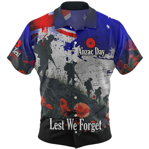 Australia Hawaiian Shirt - Custom Anzac Day Soldiers With Australia Flag Grunge Style Australia Hawaiian Shirt - Custom Anzac Day Soldiers With Australia Flag Grunge Style
