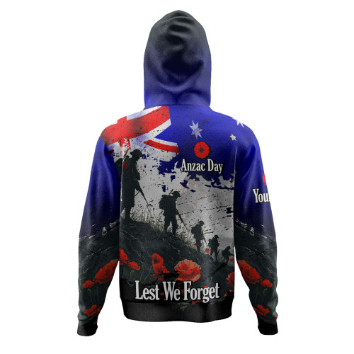 Australia Hoodie - Custom Anzac Day Soldiers With Australia Flag Grunge Style Australia Hoodie - Custom Anzac Day Soldiers With Australia Flag Grunge Style