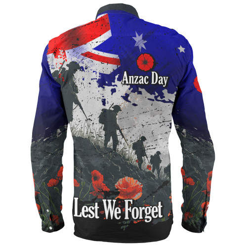 Australia Long Sleeve Shirt - Custom Anzac Day Soldiers With Australia Flag Grunge Style Australia Long Sleeve Shirt - Custom Anzac Day Soldiers With Australia Flag Grunge Style