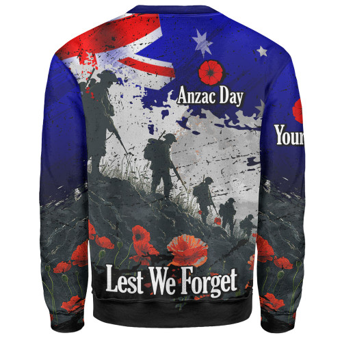 Australia Sweatshirt - Custom Anzac Day Soldiers With Australia Flag Grunge Style Australia Sweatshirt - Custom Anzac Day Soldiers With Australia Flag Grunge Style