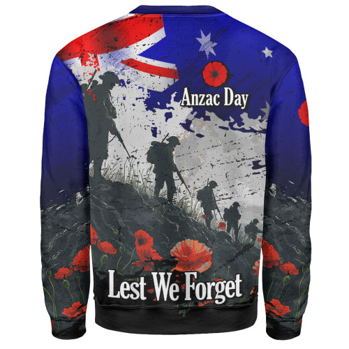 Australia Sweatshirt - Custom Anzac Day Soldiers With Australia Flag Grunge Style Australia Sweatshirt - Custom Anzac Day Soldiers With Australia Flag Grunge Style