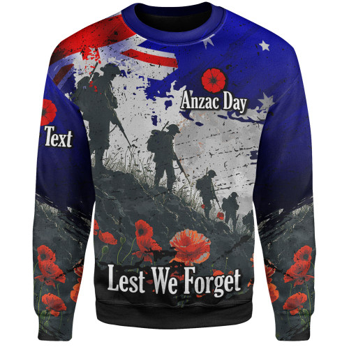 Australia Sweatshirt - Custom Anzac Day Soldiers With Australia Flag Grunge Style Australia Sweatshirt - Custom Anzac Day Soldiers With Australia Flag Grunge Style