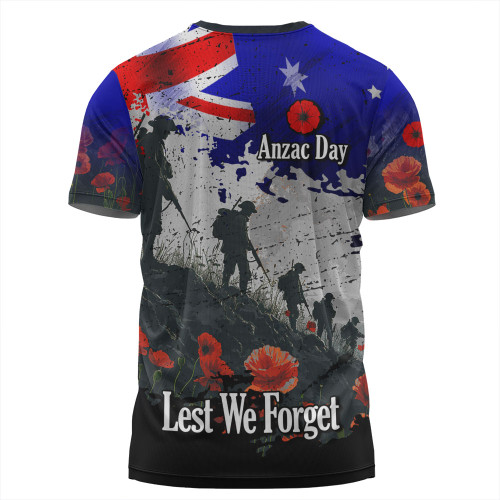 Australia T-Shirt - Custom Anzac Day Soldiers With Australia Flag Grunge Style Australia T-Shirt - Custom Anzac Day Soldiers With Australia Flag Grunge Style