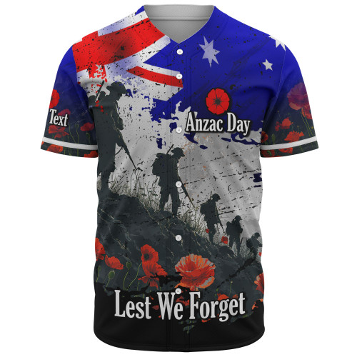 Australia Baseball Shirt - Custom Anzac Day Soldiers With Australia Flag Grunge Style Australia Baseball Shirt - Custom Anzac Day Soldiers With Australia Flag Grunge Style
