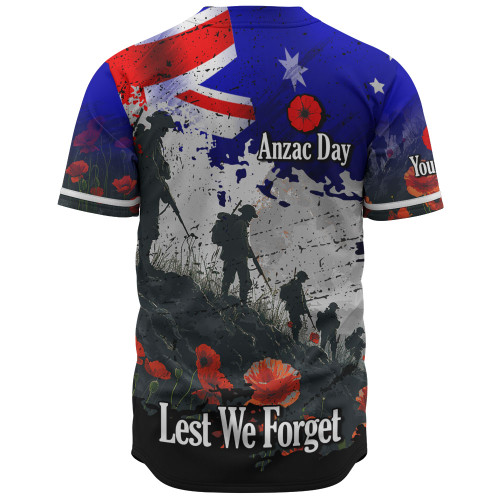 Australia Baseball Shirt - Custom Anzac Day Soldiers With Australia Flag Grunge Style Australia Baseball Shirt - Custom Anzac Day Soldiers With Australia Flag Grunge Style