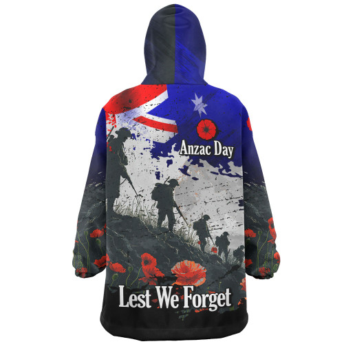 Australia Snug Hoodie - Custom Anzac Day Soldiers With Australia Flag Grunge Style Australia Snug Hoodie - Custom Anzac Day Soldiers With Australia Flag Grunge Style