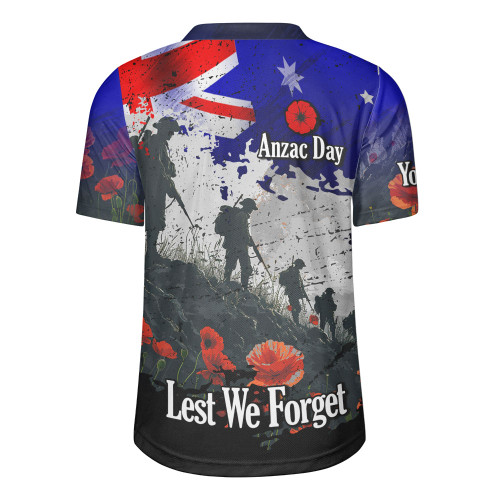 Australia Rugby Jersey - Custom Anzac Day Soldiers With Australia Flag Grunge Style Australia Rugby Jersey - Custom Anzac Day Soldiers With Australia Flag Grunge Style