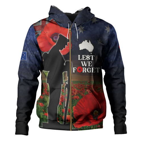 Australia Hoodie - Custom Anzac Day Lest We Forget Red Poppies Australia Hoodie - Custom Anzac Day Lest We Forget Red Poppies