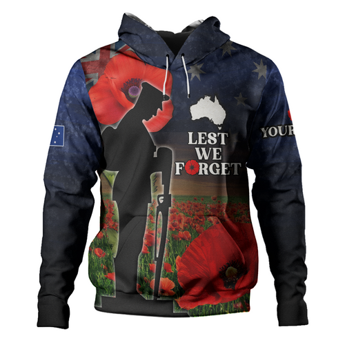 Australia Hoodie - Custom Anzac Day Lest We Forget Red Poppies Australia Hoodie - Custom Anzac Day Lest We Forget Red Poppies