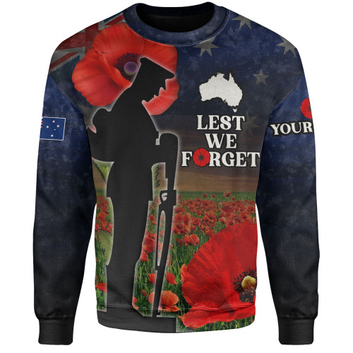Australia Sweatshirt - Custom Anzac Day Lest We Forget Red Poppies Australia Sweatshirt - Custom Anzac Day Lest We Forget Red Poppies