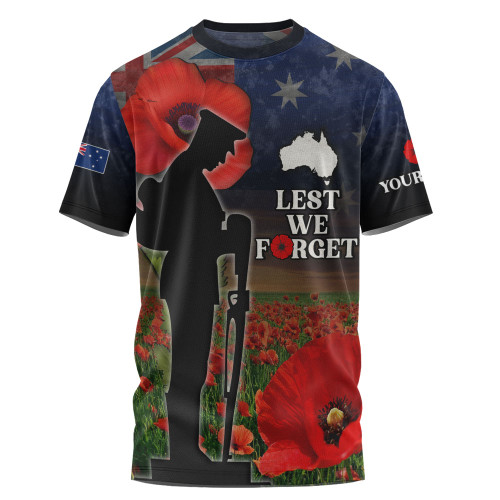 Australia T-Shirt - Custom Anzac Day Lest We Forget Red Poppies Australia T-Shirt - Custom Anzac Day Lest We Forget Red Poppies