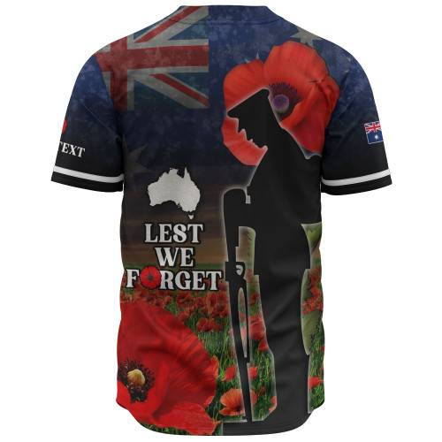 Australia Baseball Shirt - Custom Anzac Day Lest We Forget Red Poppies Australia Baseball Shirt - Custom Anzac Day Lest We Forget Red Poppies