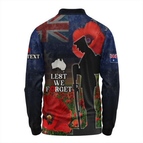 Australia Long Sleeve Polo Shirt - Custom Anzac Day Lest We Forget Red Poppies Australia Long Sleeve Polo Shirt - Custom Anzac Day Lest We Forget Red Poppies