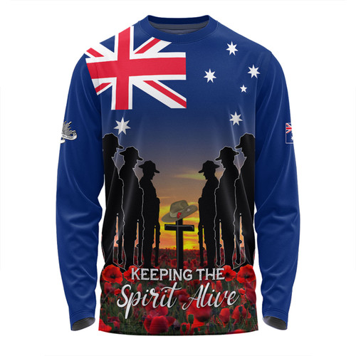Australia Long Sleeve T-shirt - Anzac Day Keeping The Spirit Alive With Australia Flag