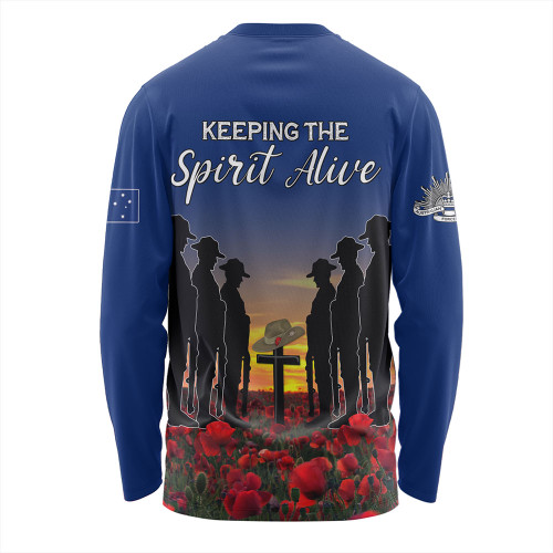 Australia Long Sleeve T-shirt - Anzac Day Keeping The Spirit Alive With Australia Flag Australia Long Sleeve T-shirt - Anzac Day Keeping The Spirit Alive With Australia Flag