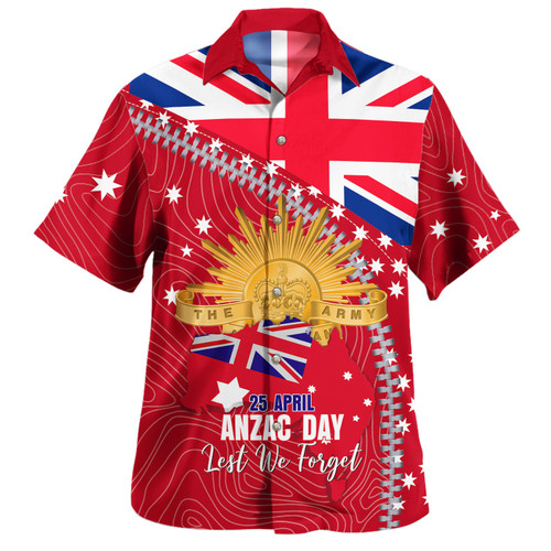 Australia Hawaiian Shirt - Anzac Day Lest We Forget Australian Red Ensign