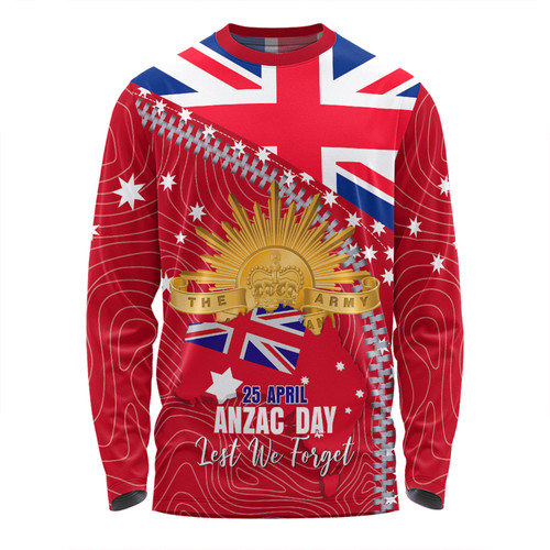 Australia Long Sleeve T-shirt - Anzac Day Lest We Forget Australian Red Ensign