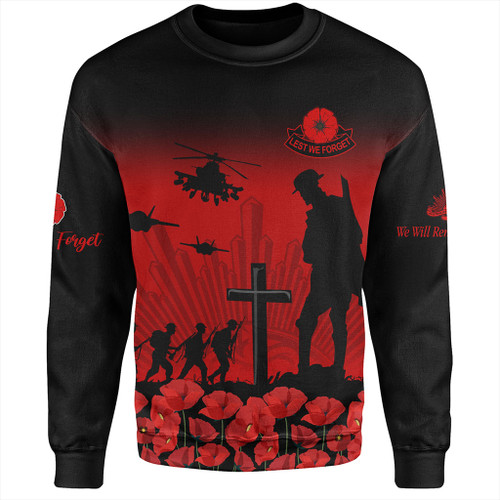 Australia Sweatshirt Lest We Forget Red Poppies Special Style