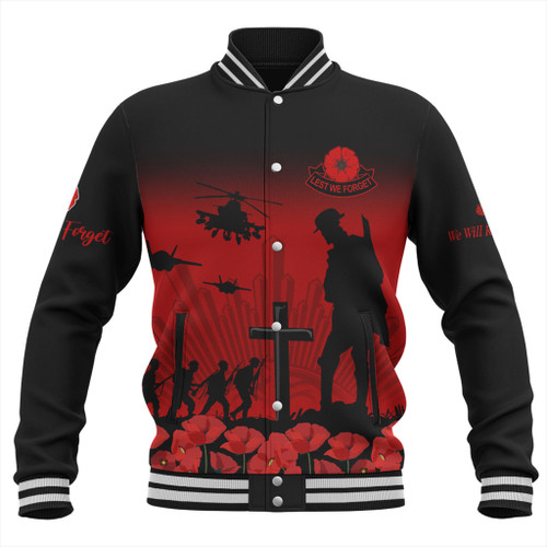 Australia Baseball Jacket Lest We Forget Red Poppies Special Style