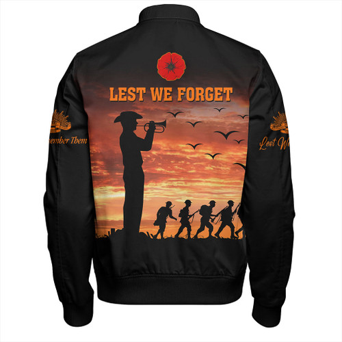 Australia Bomber Jacket Anzac Lest We Forget Sunset Soldiers Army Australia Bomber Jacket Anzac Lest We Forget Sunset Soldiers Army