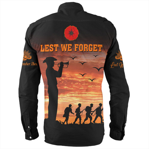 Australia Long Sleeve Shirt Anzac Lest We Forget Sunset Soldiers Army