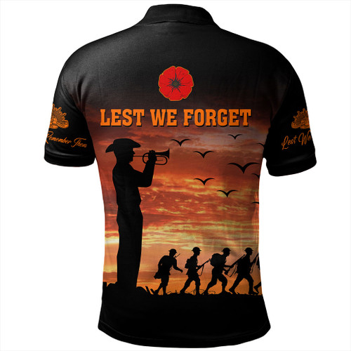 Australia Polo Shirt Anzac Lest We Forget Sunset Soldiers Army