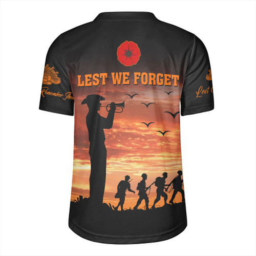 Australia Rugby Jersey Anzac Lest We Forget Sunset Soldiers Army