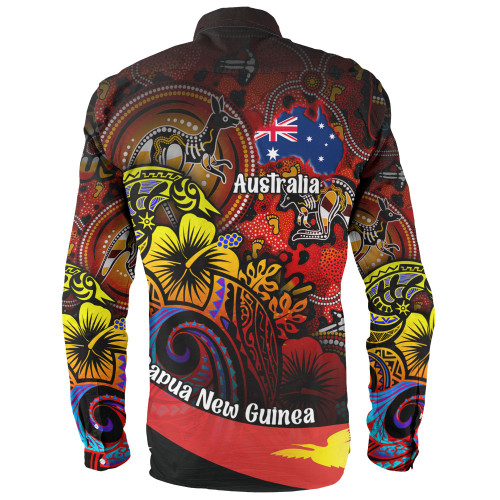 Australia Papua New Guinea Birds Of Paradise With Aboriginal Long Sleeve Shirt Australia Papua New Guinea Birds Of Paradise With Aboriginal Long Sleeve Shirt