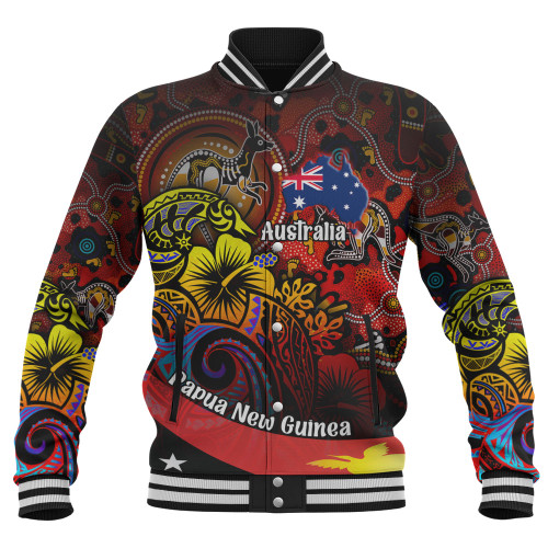 Australia Papua New Guinea Birds Of Paradise With Aboriginal Baseball Jacket