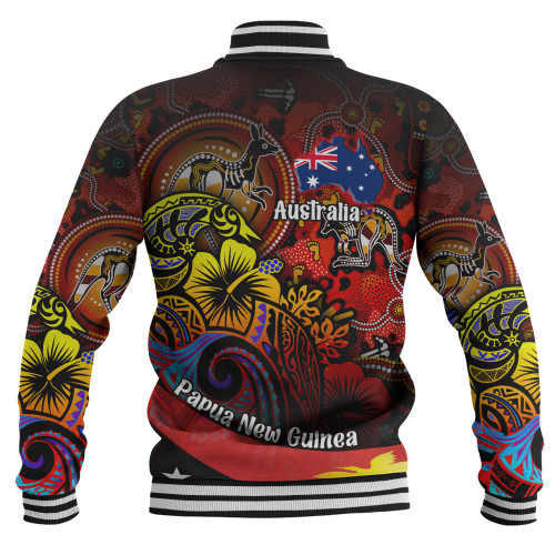 Australia Papua New Guinea Birds Of Paradise With Aboriginal Baseball Jacket Australia Papua New Guinea Birds Of Paradise With Aboriginal Baseball Jacket