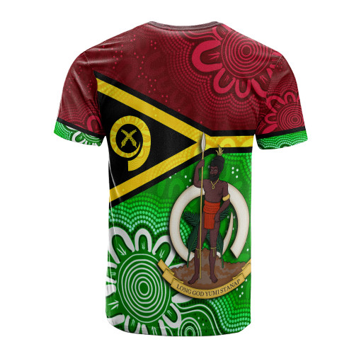 Vanuatu T-Shirt - Custom Vanuatu Seal With Aboriginal Patterns Style Vanuatu T-Shirt - Custom Vanuatu Seal With Aboriginal Patterns Style