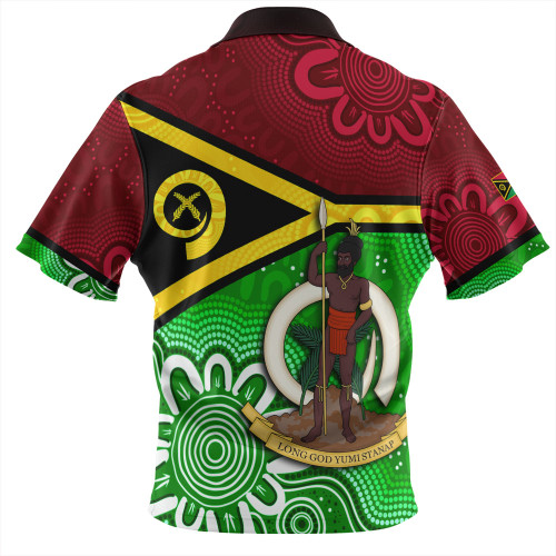 Vanuatu Zip Polo Shirt - Custom Seal With Aboriginal Patterns Style Vanuatu Zip Polo Shirt - Custom Seal With Aboriginal Patterns Style