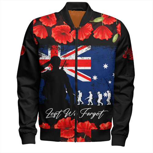 Australia Bomber Jacket Anzac Day Lest We Forget Grunge Flag