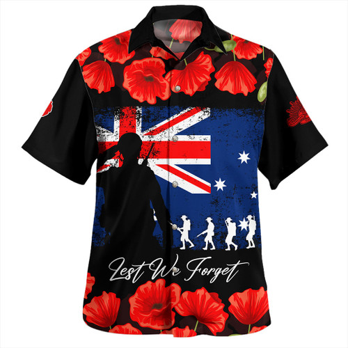 Australia Hawaiian Shirt Anzac Day Lest We Forget Grunge Flag