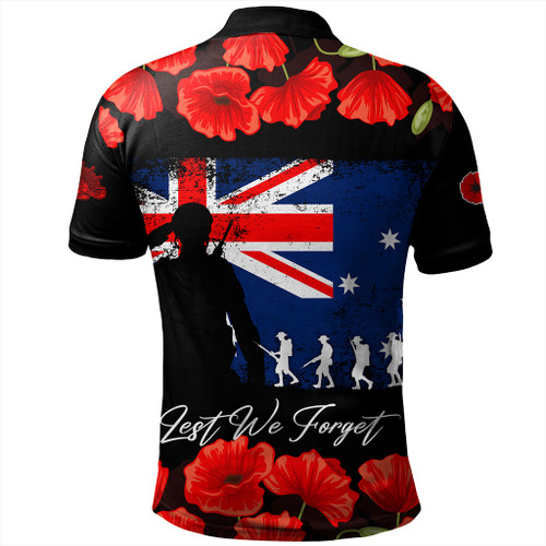 Australia Polo Shirt Anzac Day Lest We Forget Grunge Flag Australia Polo Shirt Anzac Day Lest We Forget Grunge Flag