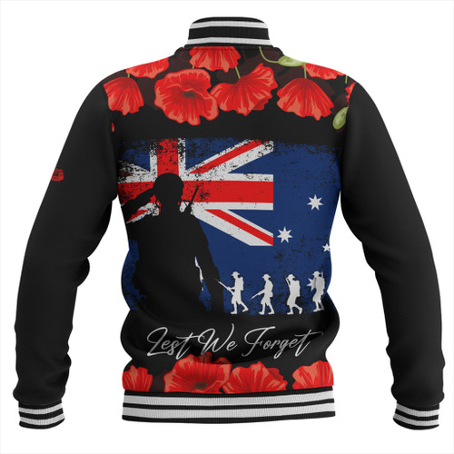 Australia Baseball Jacket Anzac Day Lest We Forget Grunge Flag Australia Baseball Jacket Anzac Day Lest We Forget Grunge Flag