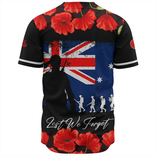 Australia Baseball Shirt Anzac Day Lest We Forget Grunge Flag Australia Baseball Shirt Anzac Day Lest We Forget Grunge Flag