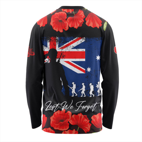 Australia Long Sleeve T-shirt Anzac Day Lest We Forget Grunge Flag Australia Long Sleeve T-shirt Anzac Day Lest We Forget Grunge Flag