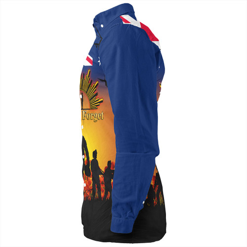 Australia Long Sleeve Shirt Anzac Flag With Soldiers Sunset Australia Long Sleeve Shirt Anzac Flag With Soldiers Sunset