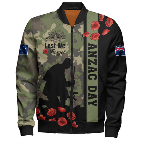 Australia Bomber Jacket Lest We Forget Military Camouflage Simple Style