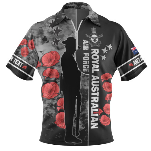 Australia Zip Polo Shirt - Custom Royal Australian Air Force Anzac Day Camouflage Style Australia Zip Polo Shirt - Custom Royal Australian Air Force Anzac Day Camouflage Style