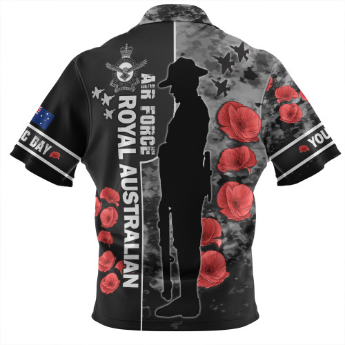 Australia Zip Polo Shirt - Custom Royal Australian Air Force Anzac Day Camouflage Style Australia Zip Polo Shirt - Custom Royal Australian Air Force Anzac Day Camouflage Style